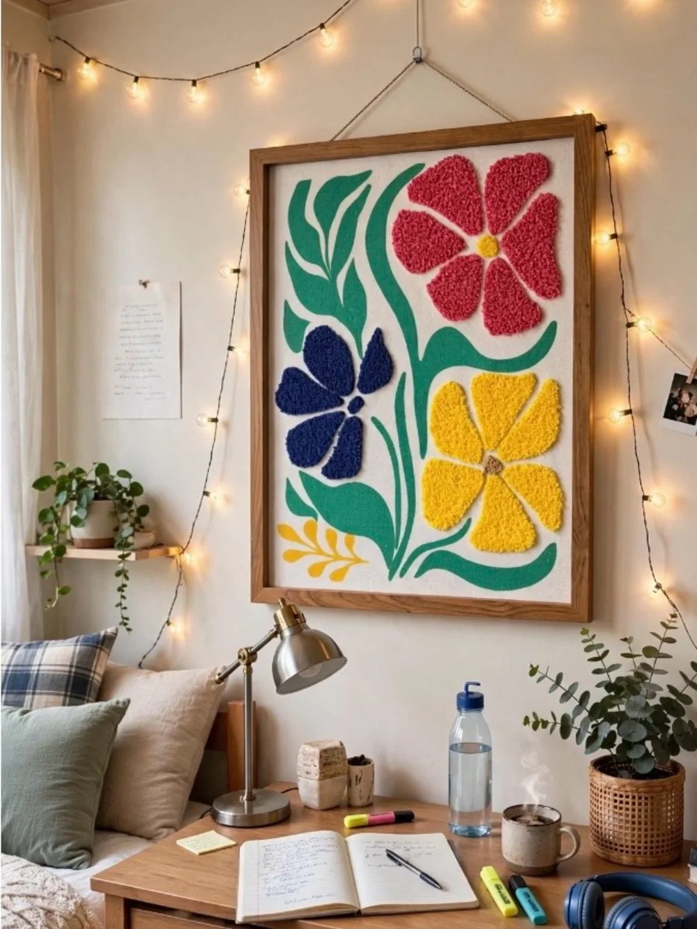 Framed Floral Wall Art in Red, Blue & Yellow 12”W X 16”L